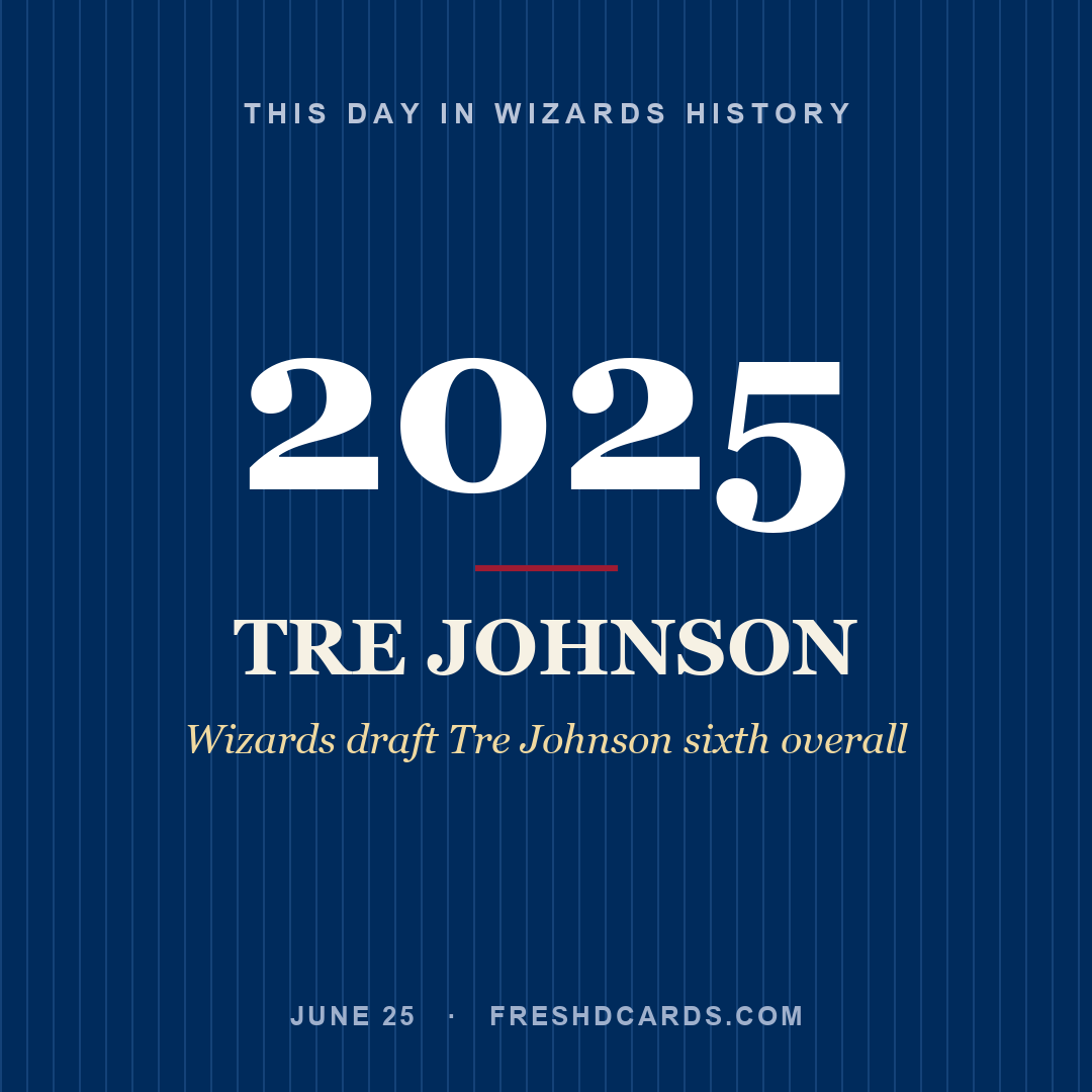 Wizards: Tre Johnson, 2025, Wizards draft Tre Johnson sixth overall
