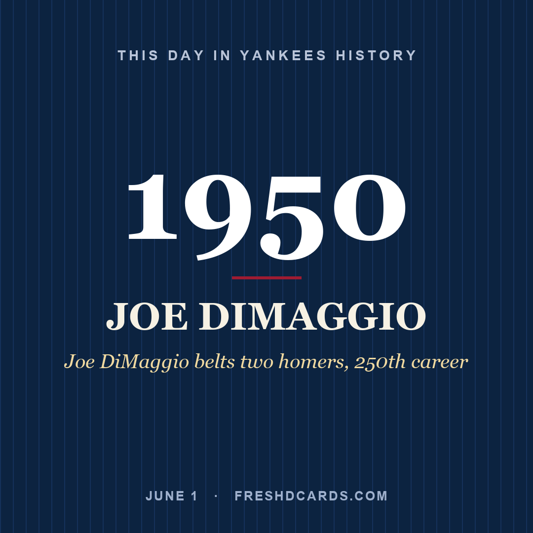 This Day in Yankees History: Joe DiMaggio, 1950, Joe DiMaggio belts two homers, 250th career