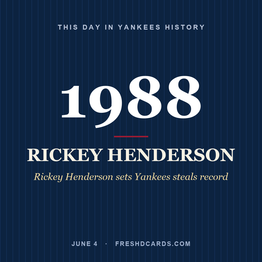 This Day in Yankees History: Rickey Henderson, 1988, Rickey Henderson sets Yankees steals record