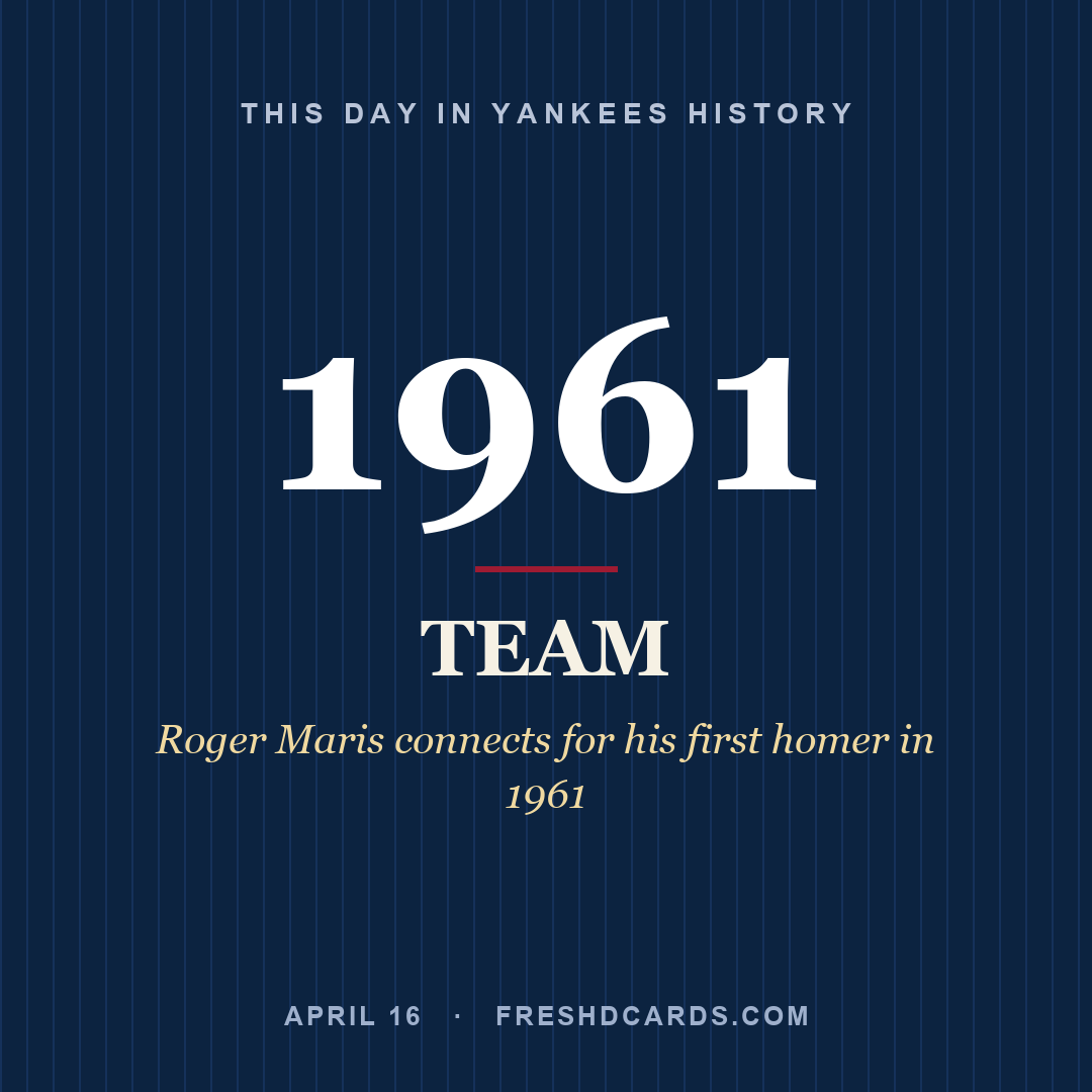 Yankees: Yankees, 1961, Roger Maris connects for his first homer in 1961