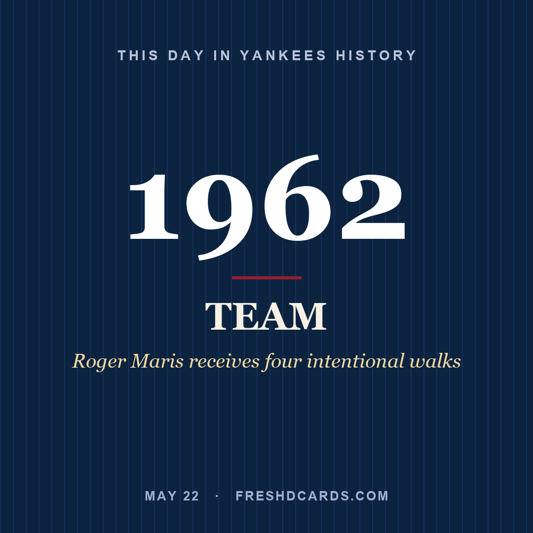 Yankees: Yankees, 1962, Roger Maris receives four intentional walks