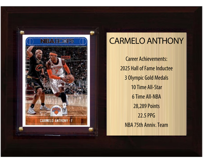 Carmelo Anthony New York Knicks 2025 Hall of Fame Stats Plaque 6x8 Hoops