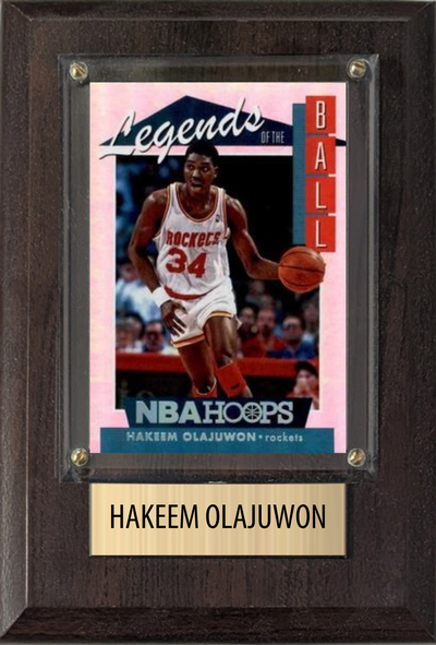 Hakeem Olajuwon Houston Rockets 4x6 Basketball Card Plaque