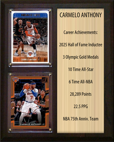 Carmelo Anthony New York Knicks 2025 Hall of Fame Stats Plaque 8x10 Hoops 2 Card