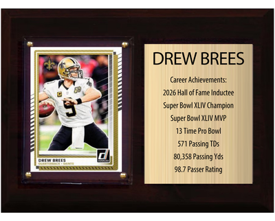 Drew Brees New Orleans Saints 2026 Hall of Fame Stats Plaque 6x8 Donruss