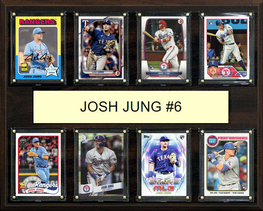 Josh Jung 8 Card Plaque Topps Bowman 2025 2024 Texas Rangers