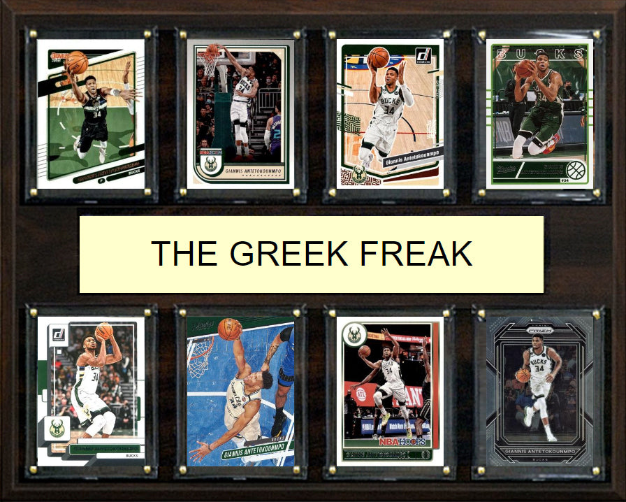 Giannis The Greek Freak 8 Card Plaque Donruss Hoops Topps 2025 2024 Milwaukee Bucks