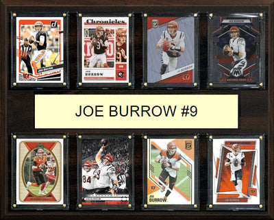 Joe Burrow 8 Card Plaque Donruss Fleer Topps 2023 2024 Cincinnati Bengals
