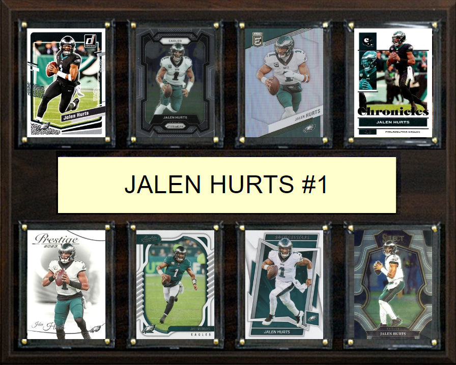 Jalen  Hurts  1 8 Card Plaque Donruss Fleer Topps 2023 2024 Philadelphia Eagles