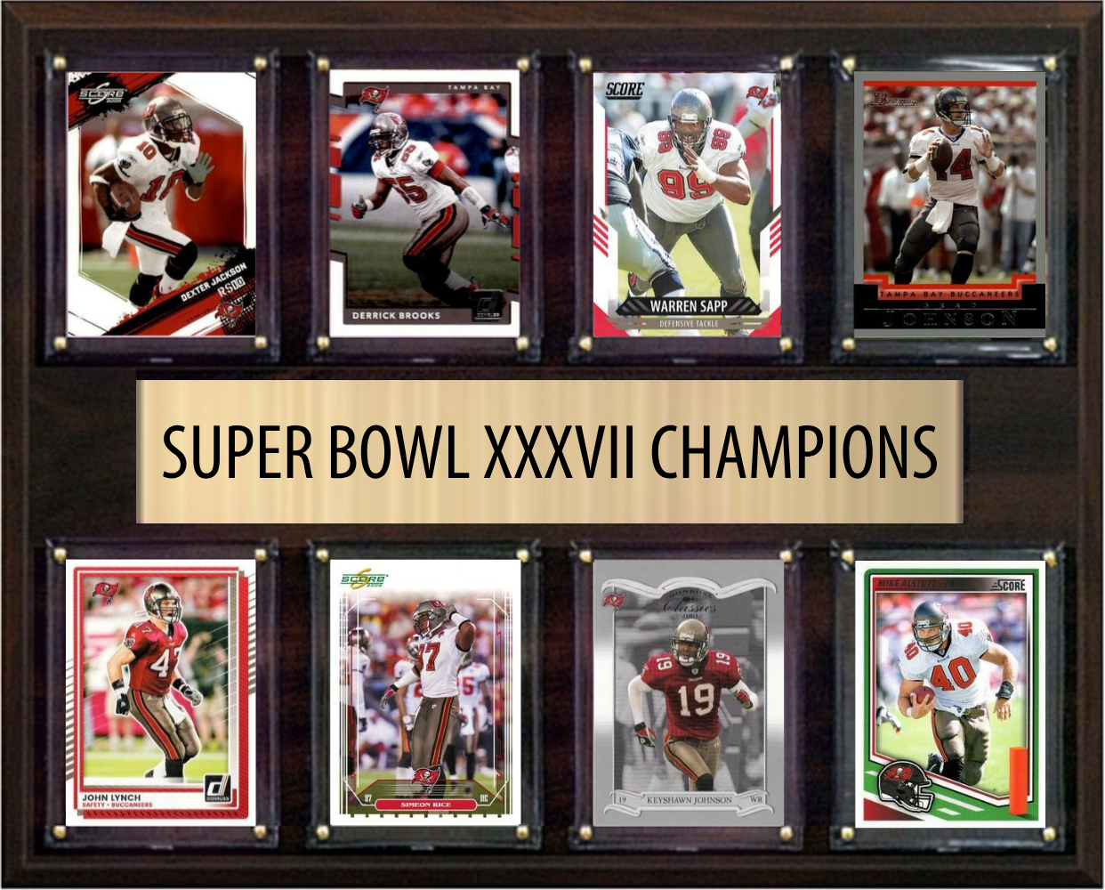 Tampa Bay Buccaneers Super Bowl XXXVII 37 Champions 12" x 15" Eight-Card Plaque Jackson Brooks Sapp Donruss Topps