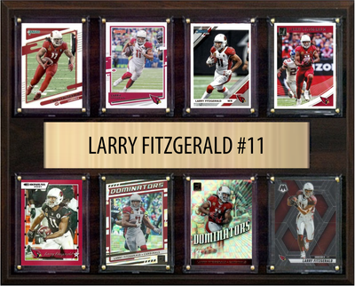 Larry Fitzgerald Arizona Cardinals Hall of Fame Fan Gift Plaque 12x15 8 Cards Prizm, Donruss, Score 2024 2025 2026