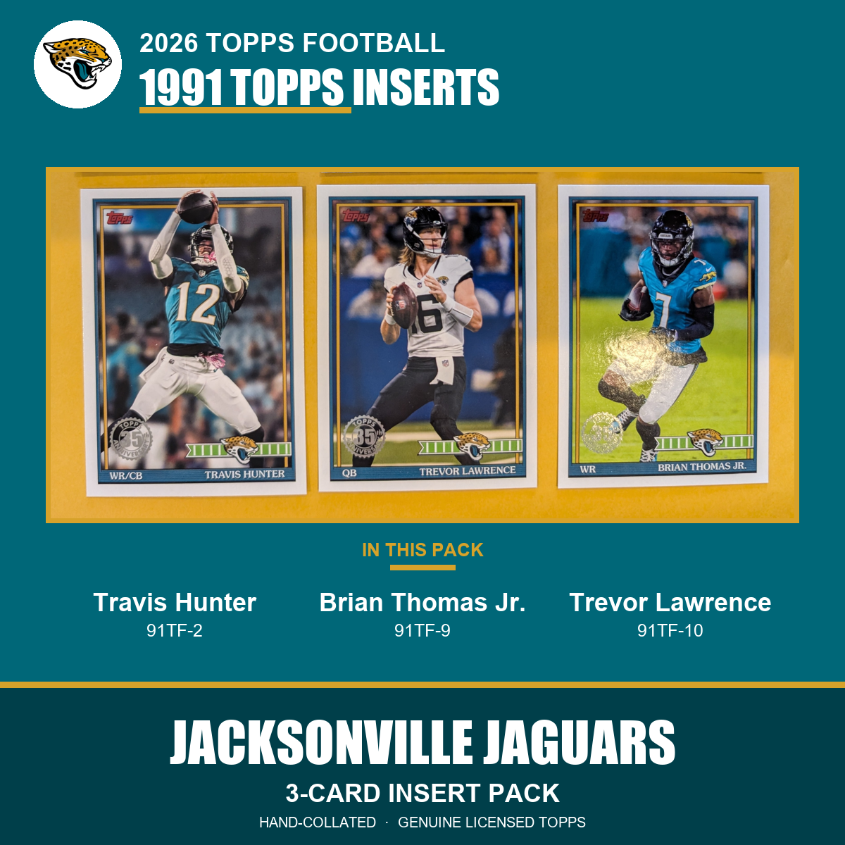 Jacksonville Jaguars 2026 Topps Football 1991 Topps insert pack