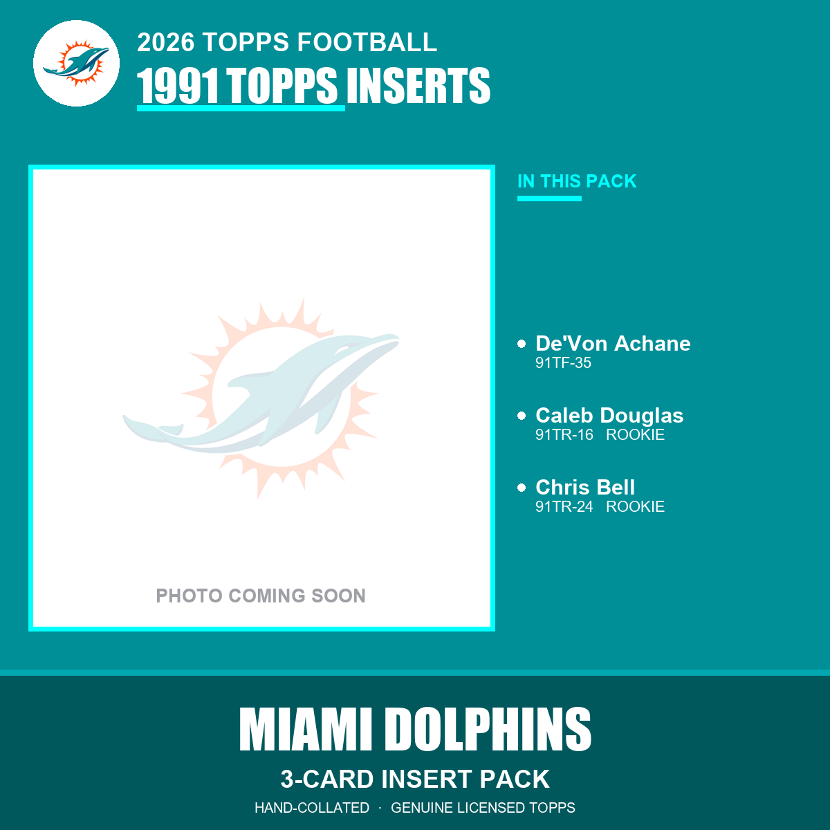 Miami Dolphins 2026 Topps Football 1991 Topps insert pack