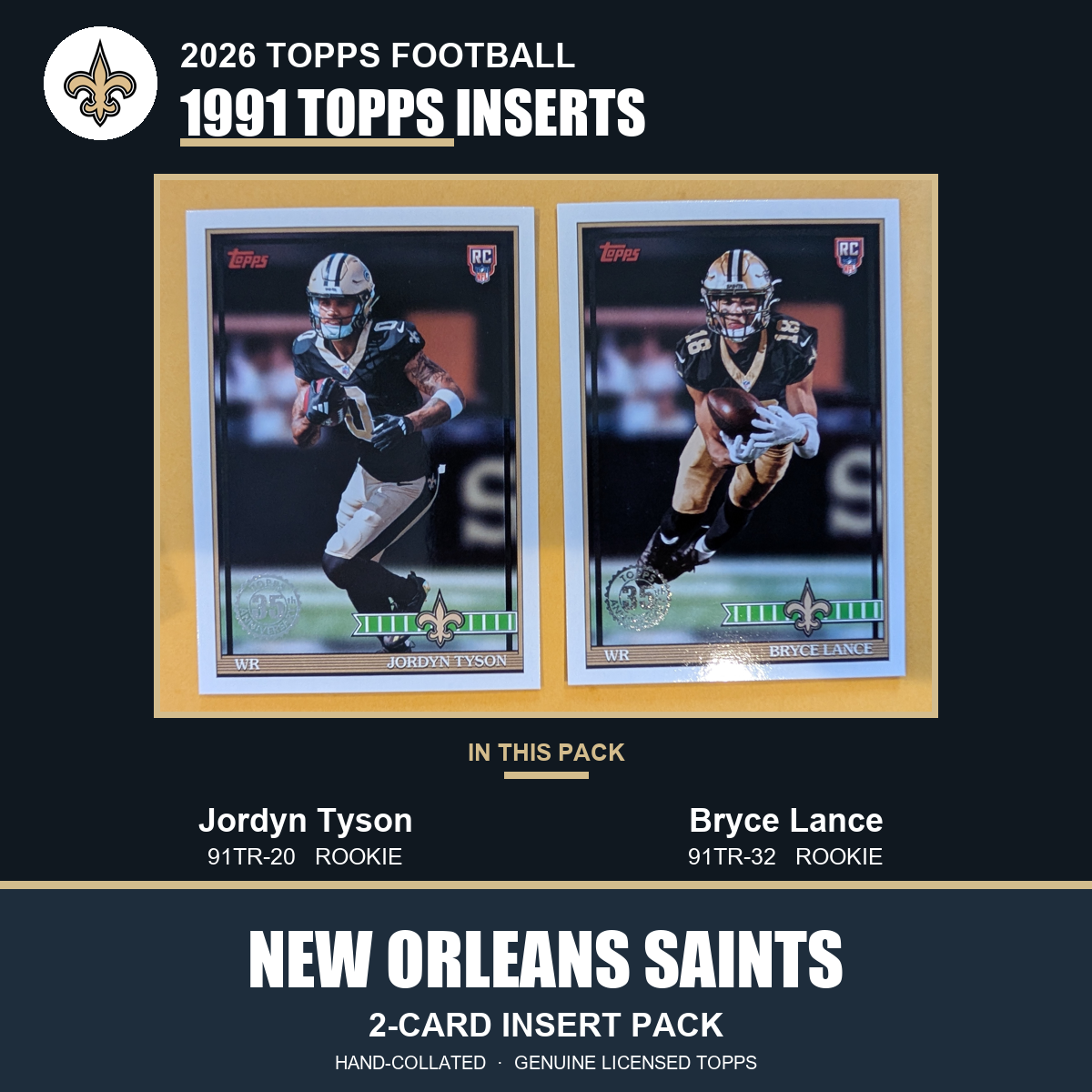 New Orleans Saints 2026 Topps Football 1991 Topps insert pack