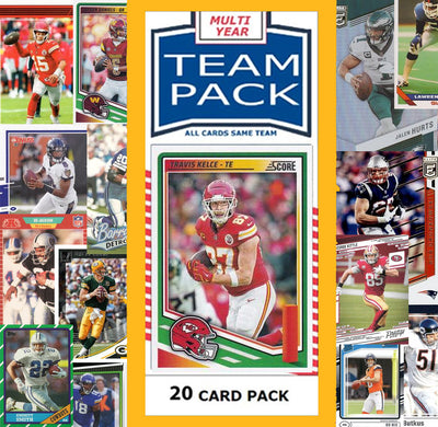 20 Card Team Pack Kansas City Chiefs 2025 Score 2024 Donruss Travis Kelce plaque