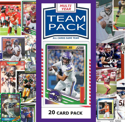 20 Card Team Pack Minnesota Vikings 2025 Score 2024 Donruss Justin Jefferson Randy Moss plaque