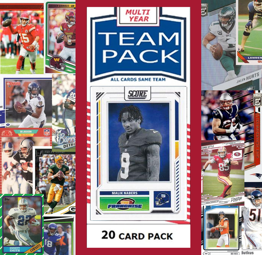 20 Card Team Pack New York Giants Malik Nabers Lawrence Taylor 2025 Score 2024 Donruss plaque
