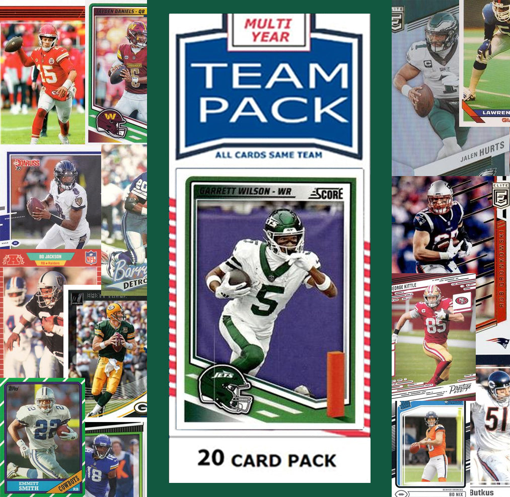 20 Card Team Pack New York Jets Garret Wilson Joe Namath 2025 Score 2024 Donruss plaque