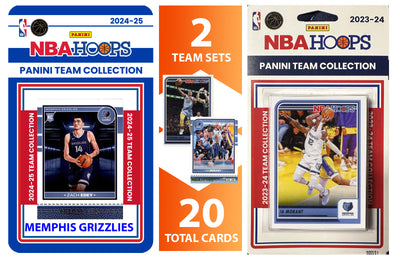 2023 2024 2025 NBA Hoops Factory Sealed NBA Basketball Card 2 Team Set Bundle Memphis Grizzlies - 20 Cards Total - Ja Morant, Zach hand-collated team set