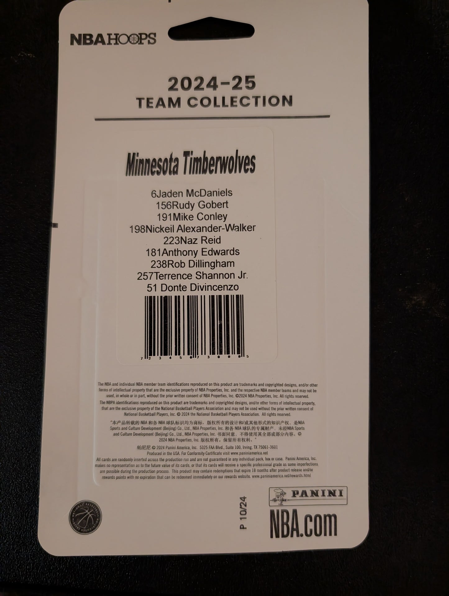 2024-25 NBA Hoops Factory Sealed Team Set Minnesota Timberwolves Anthony Edwards plaque