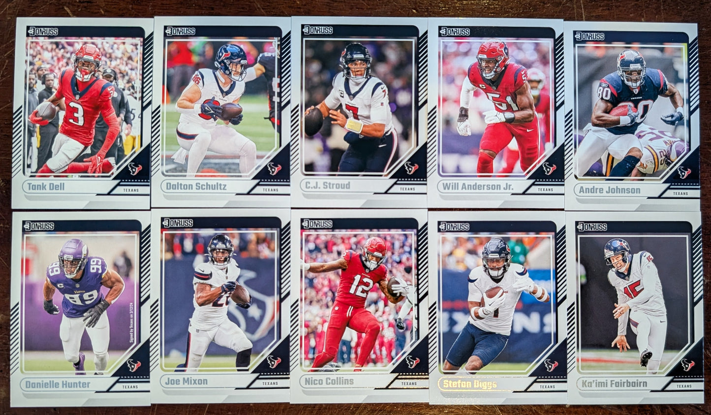 2024 Donruss Houston Texans NFL Veterans Set (10) CJ Stroud Diggs Mixon plaque