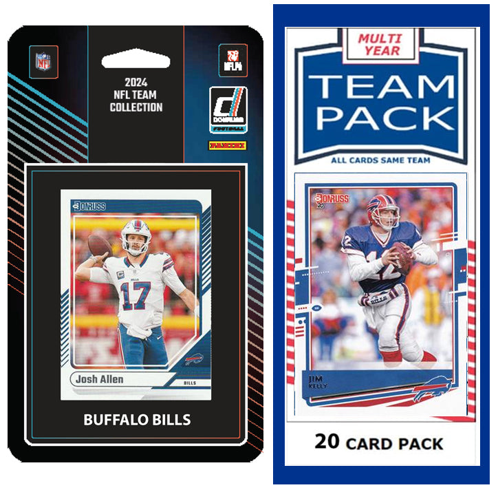 Buffalo Bills 2025 2024 2023 Team Pack 20 Cards Jim Kelly + 2024 Donruss Team Set Josh Allen
