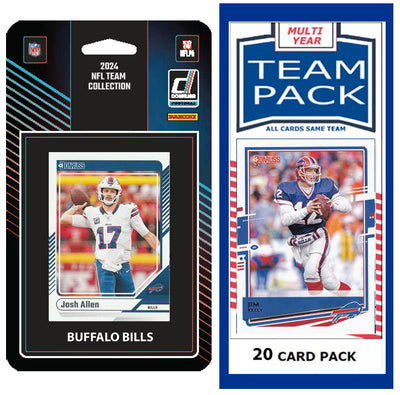 Buffalo Bills 2025 2024 2023 Team Pack 20 Cards Jim Kelly + 2024 Donruss Team Set Josh Allen