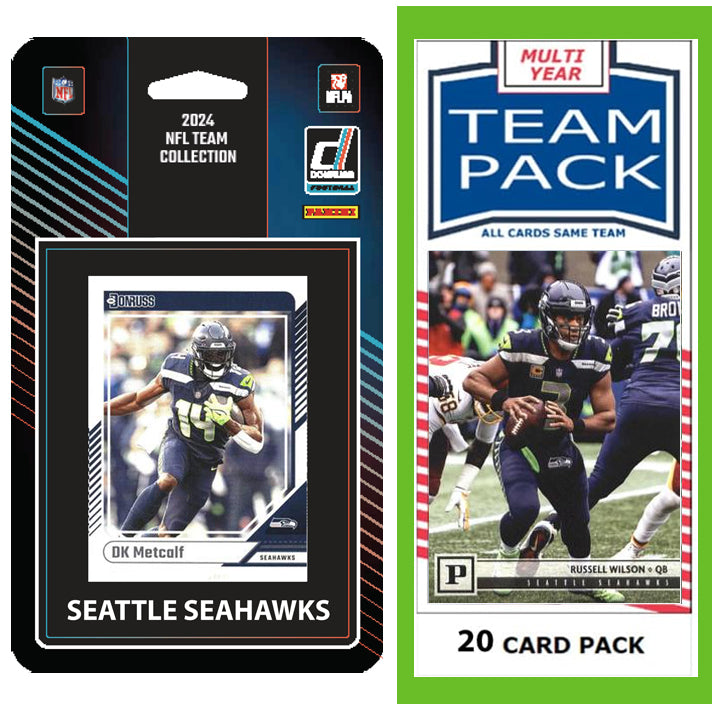 Seattle Seahawks 2025 2024 2023 Team Pack 20 Cards Russel Wilson + 2024 Donruss Team Set