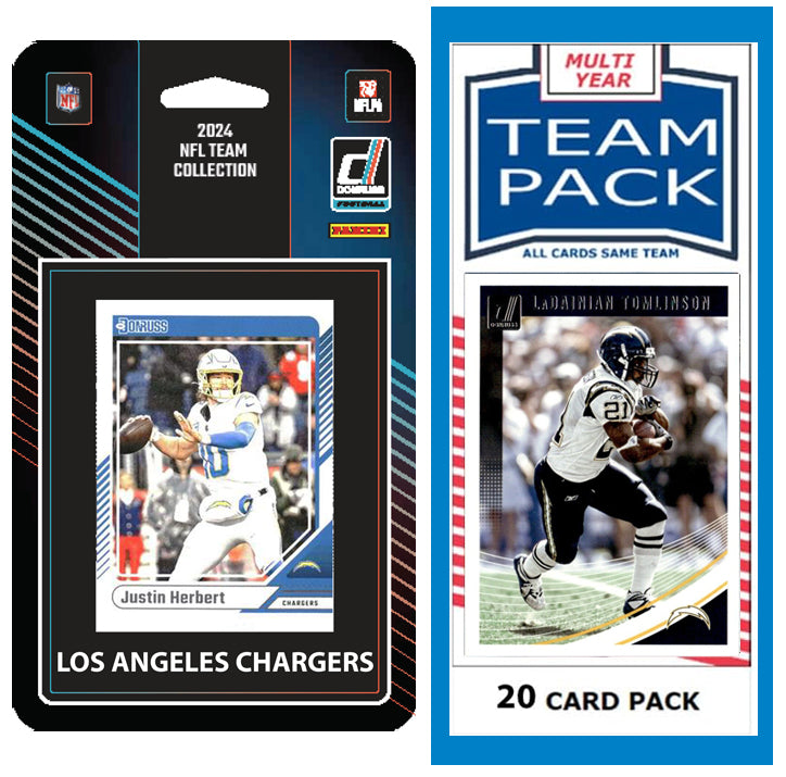 Los Angeles Chargers 2025 2024 2023 Team Pack 20 Cards Tomlinson + 2024 Donruss Team Set Herbert