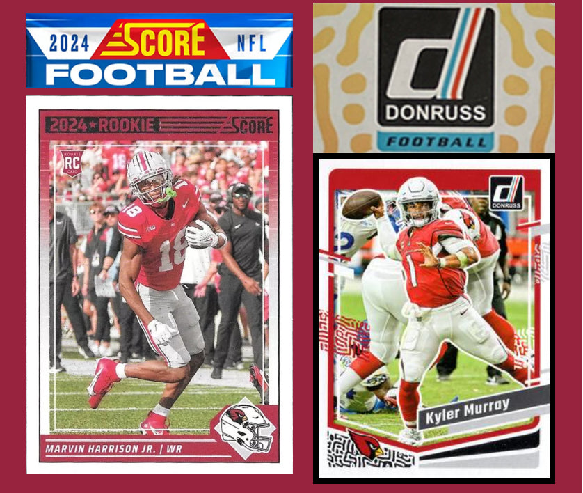 2024 SCORE NFL Arizona Cardinals Team Set 305 Marvin Harrison + 2023 Donruss plaque