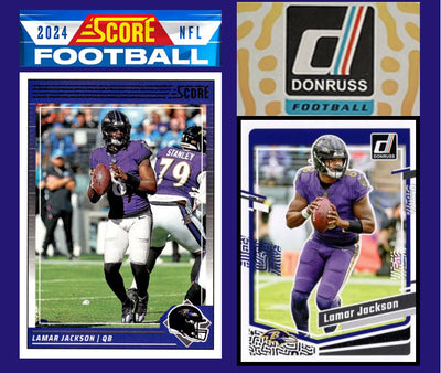 2024 SCORE NFL Baltimore Ravens Team Set + 2023 Donruss Team Set Lamar Jackson plaque