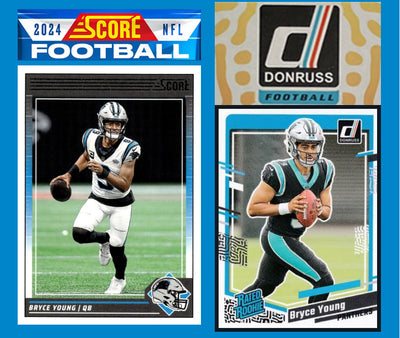 2024 SCORE NFL Carolina Panthers Team Set Jonathan Brooks RC 2023 Donruss Bryce Young RC plaque