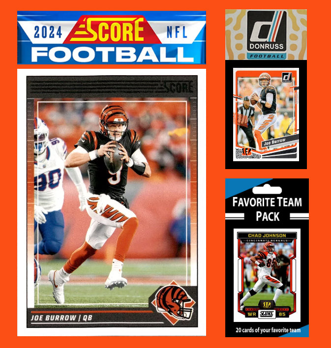 2024 SCORE NFL Cincinnati Bengals Team Set Gift Pack + 2023 Donruss + 20 Card Pack Joe Burrow Ochocinco plaque