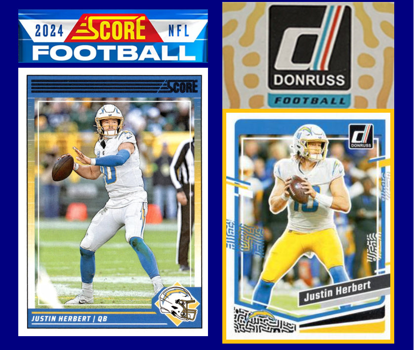 2024 SCORE NFL Los Angeles Chargers Team Set Herbert + 2023 Donruss plaque