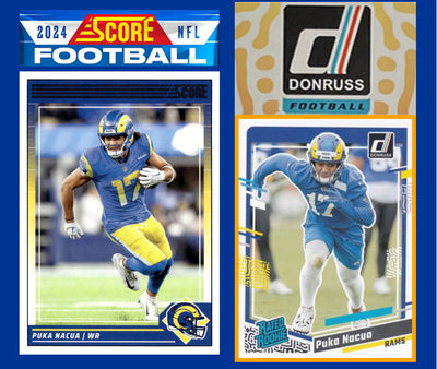 2024 SCORE NFL Los Angeles Rams Team Set Stafford + 2023 Donruss Puka Nacua RC plaque