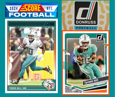 2024 SCORE NFL Miami Dolphins Team Set Tua Tyreek Hill Tua Tagovailoa + 2023 Donruss plaque