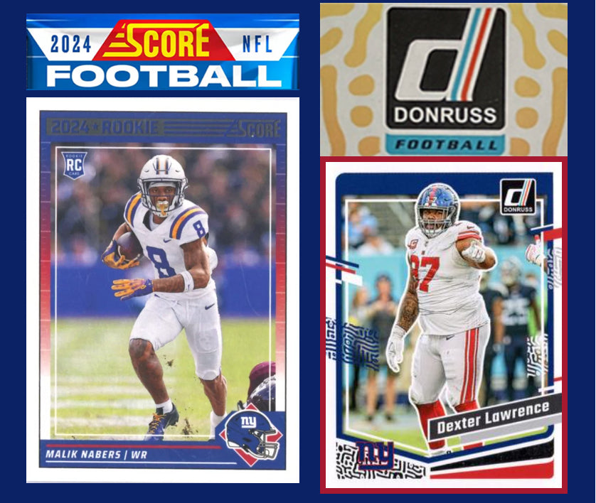 2024 SCORE NFL New York Giants Team Set 306 Malik Nabers RC + 2023 Donruss plaque