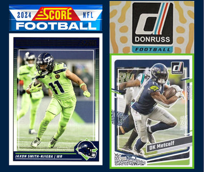 2024 SCORE NFL Seattle Seahawks Team Set DK Metcalf Jaxon Smith Njigba + 2023 Donruss plaque