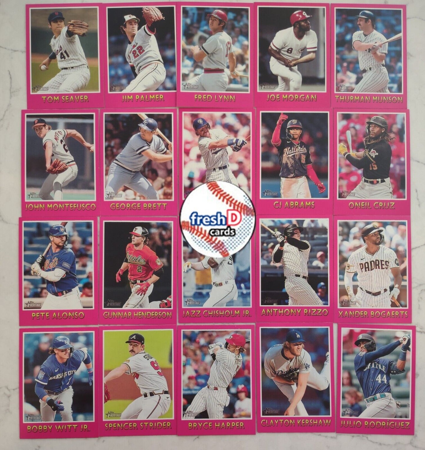 2024 Topps Heritage 1975 Baseball Sensations 20 Card Set George Brett Witt Julio Gunnar hand-collated team set