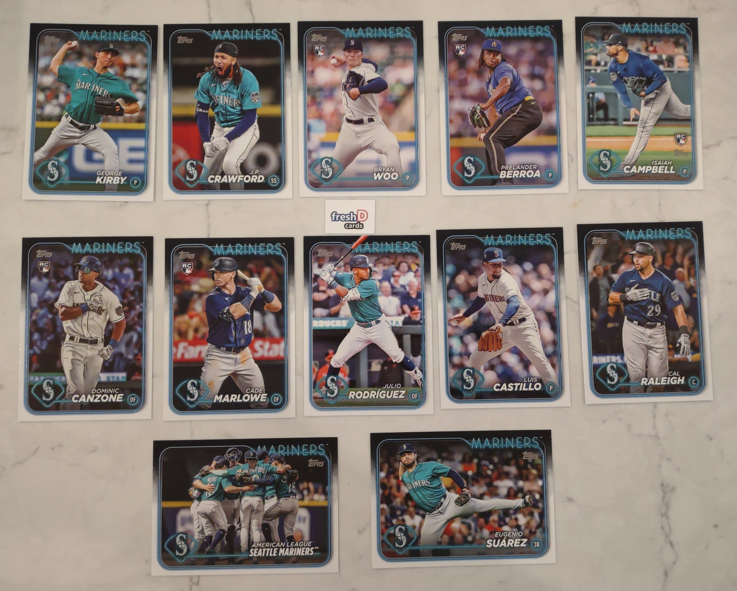2024 Topps Series 1 Seattle Mariners Team Set In Hand Julio Rodríguez plaque