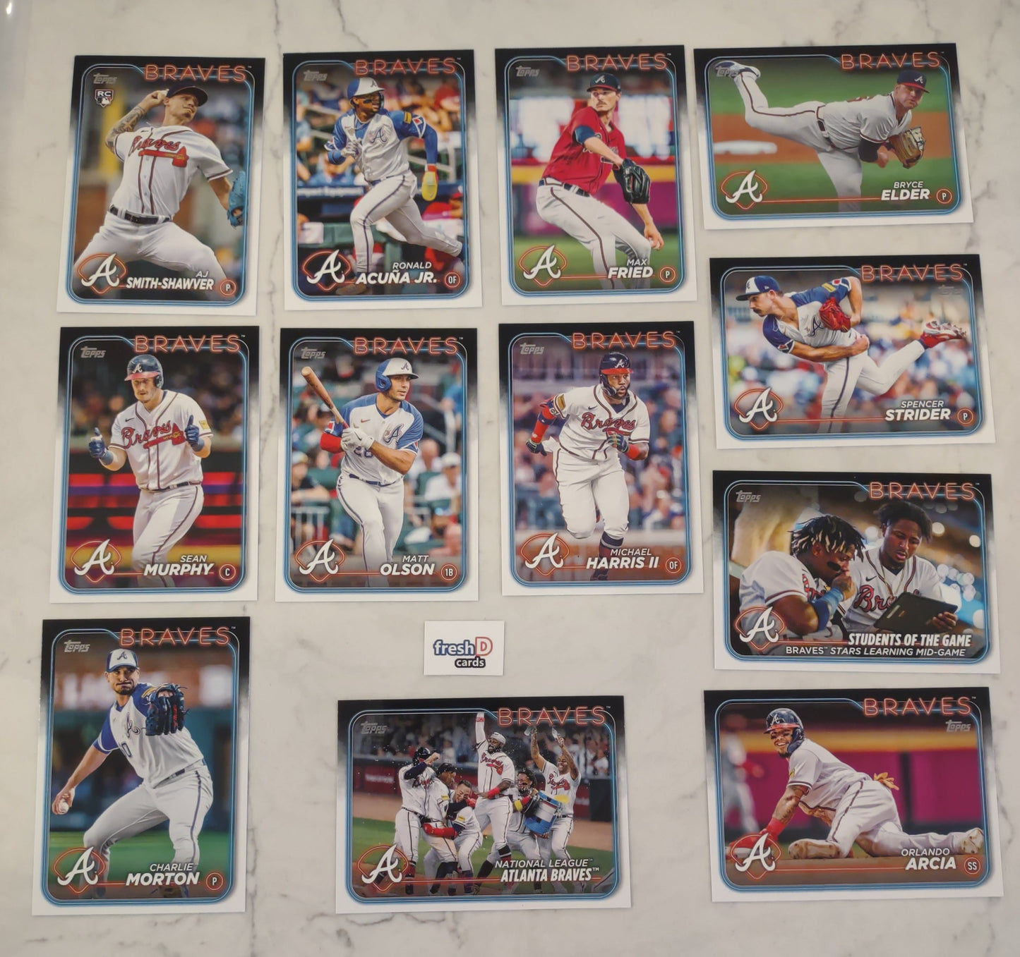 2024 Topps Series 1 Team Set In Hand Atlanta Braves Acuna Strider plaque