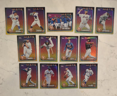 2024 Topps Series 2 Fireworks Holiday Team Set New York Mets Baty Alvarez plaque
