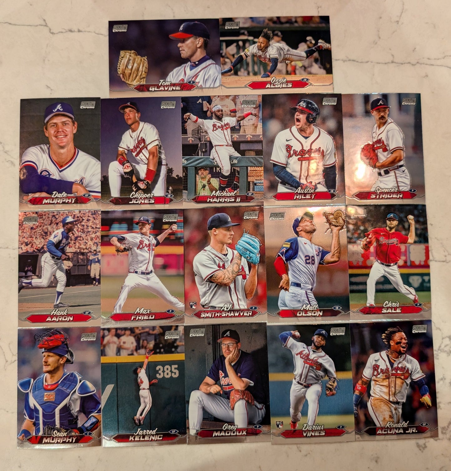 2024 Topps Stadium Club CHROME Team Set (17) Atlanta Braves Acuna Strider Chipper plaque