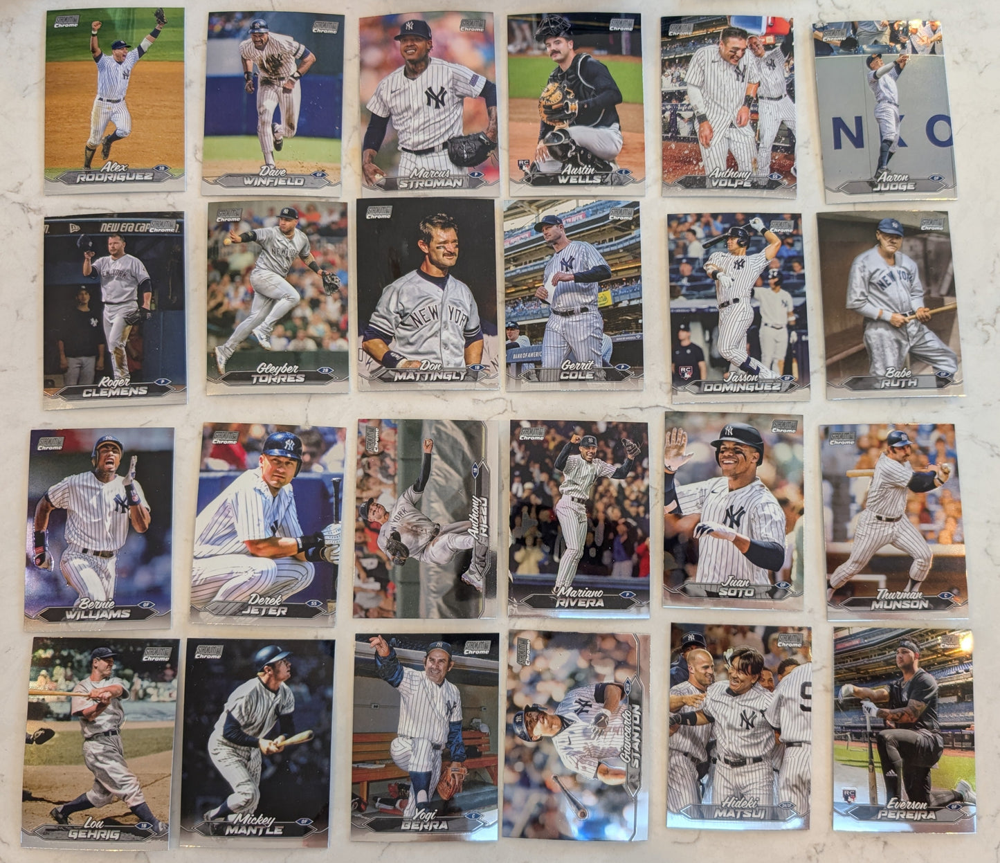 2024 Topps Stadium Club CHROME Team Set (24) New York Yankees Judge Soto Jeter plaque