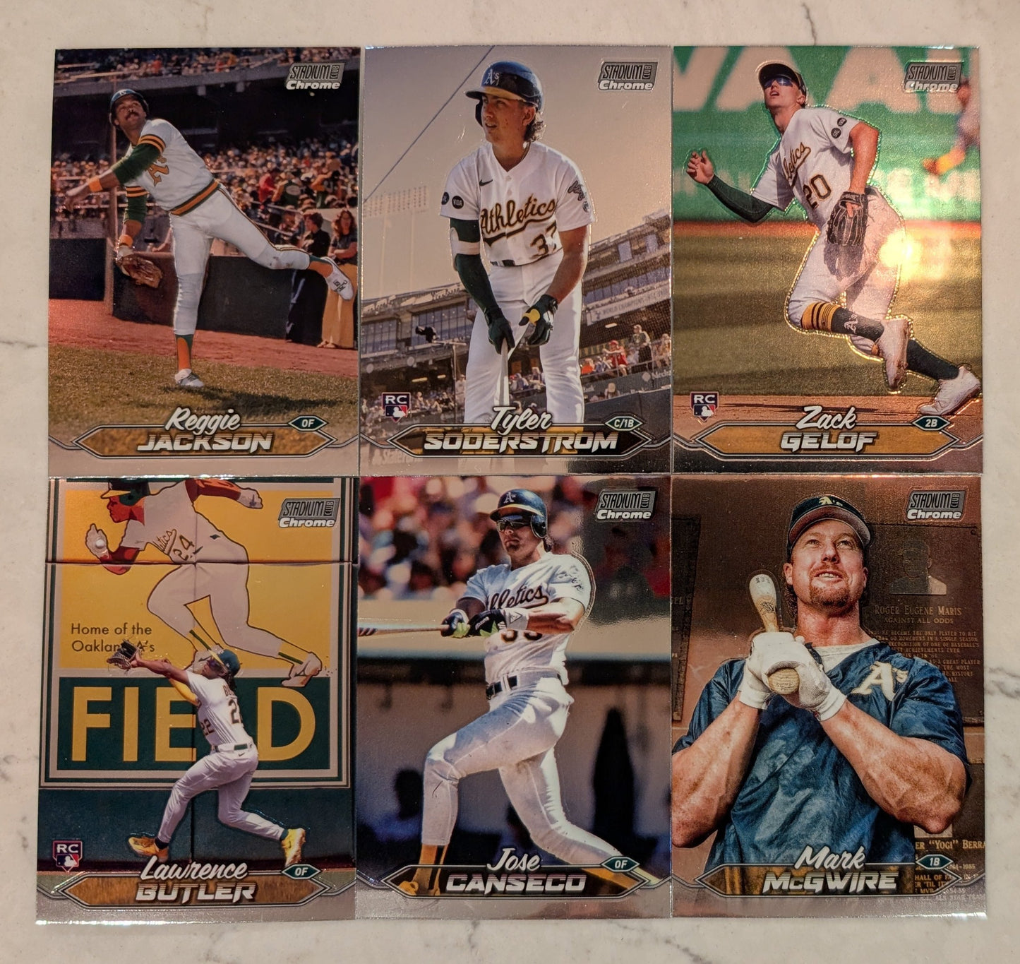 2024 Topps Stadium Club CHROME Team Set (6) Oakland A's McGwire Canseco Reggie Jackson plaque