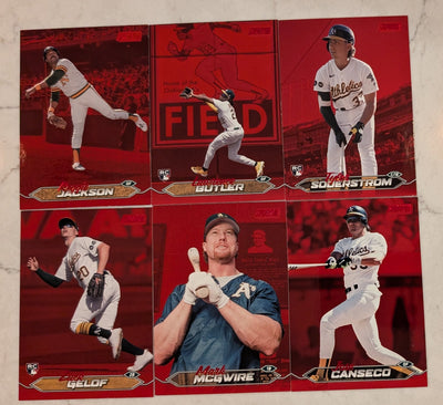 2024 Topps Stadium Club RED FOIL Team Set (6) Oakland A's McGwire Canseco Reggie Jackson plaque