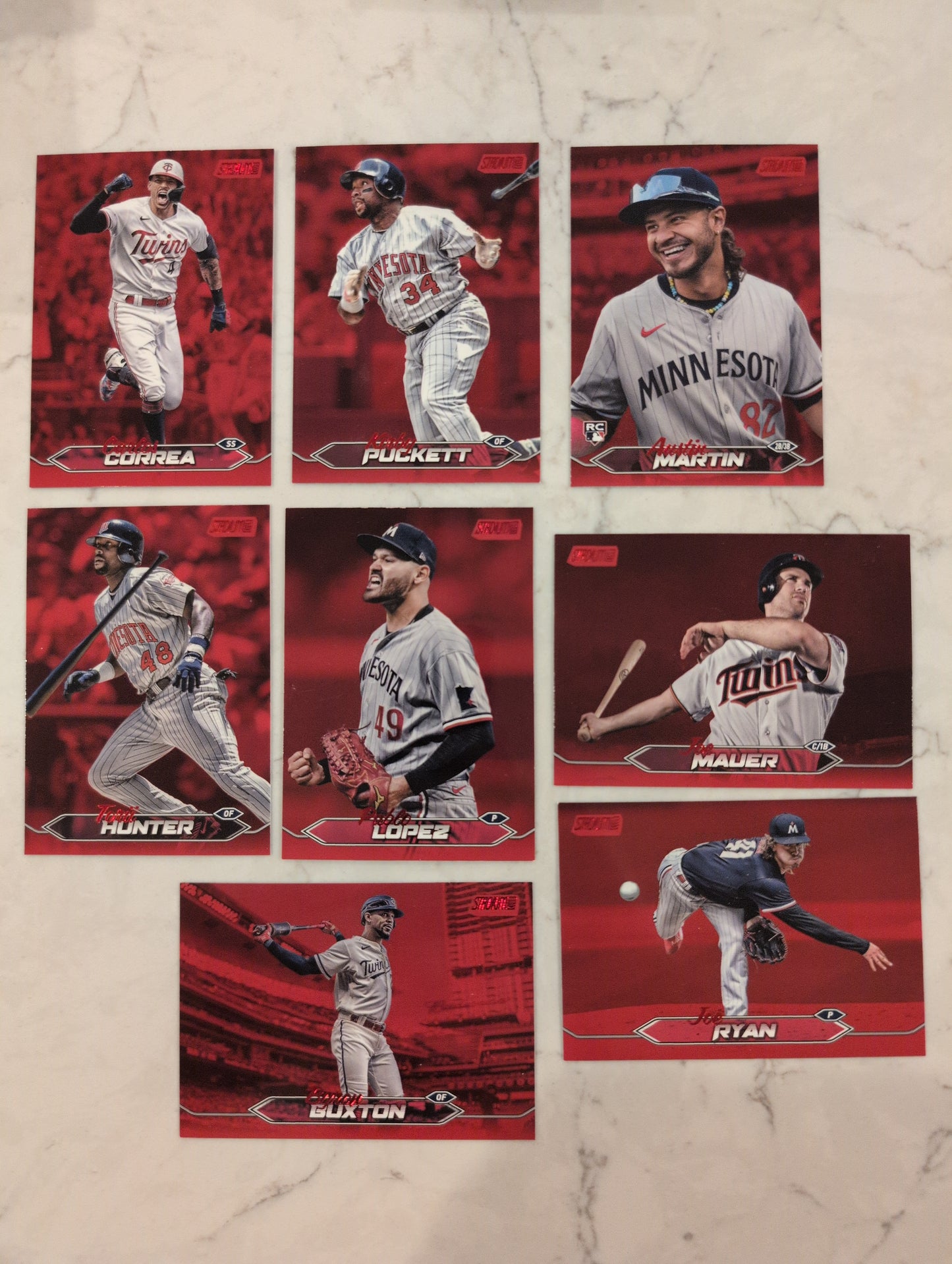 2024 Topps Stadium Club RED FOIL Team Set (8) Minnesota Twins Correa Puckett Mauer plaque