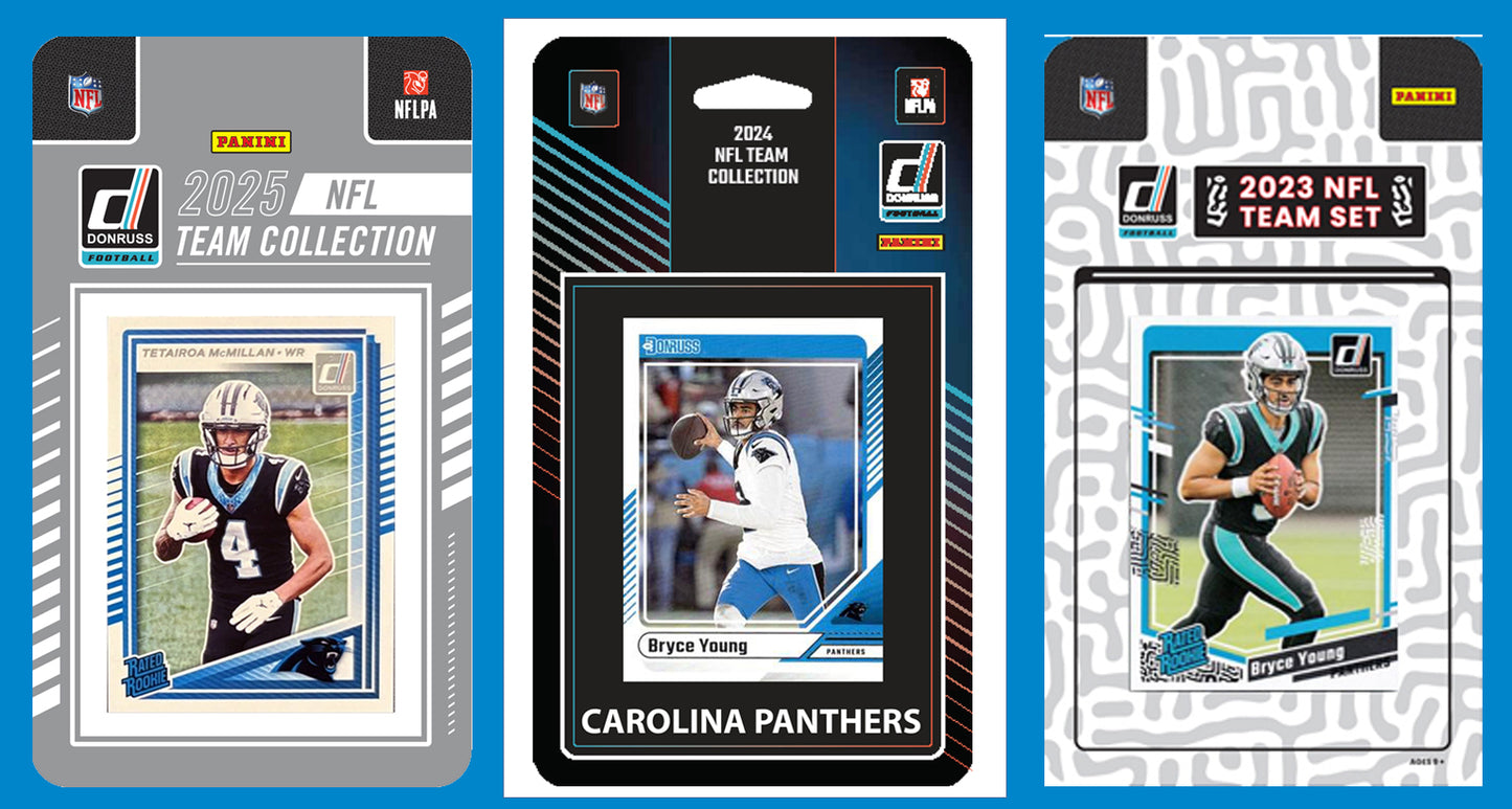 2025 2024 2023 Donruss NFL Factory Sealed Team Set 3 Pack Carolina Panthers Tetairoa McMillan Bryce