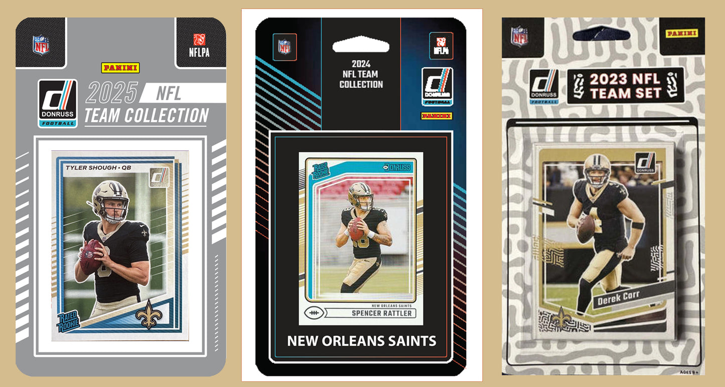 2025 2024 2023 Donruss NFL Factory Sealed Team Set 3 Pack New orleans Saints Tyler Shough RC Brees