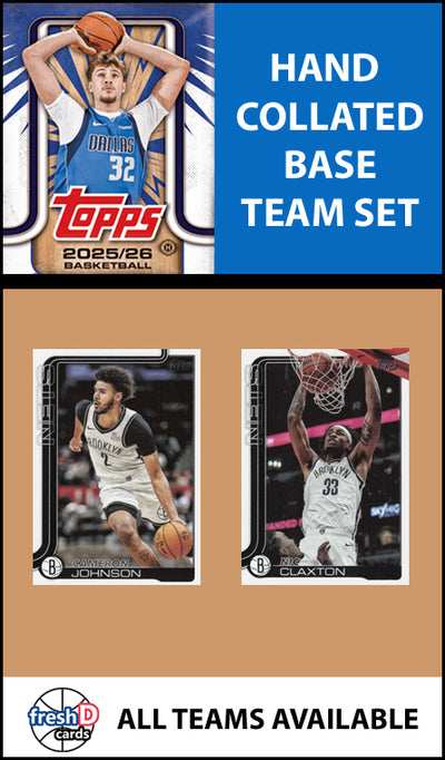 2025-26 2026 Topps Brooklyn Nets NBA Team Set + 2024 Panini Hoops Cam Johnson plaque